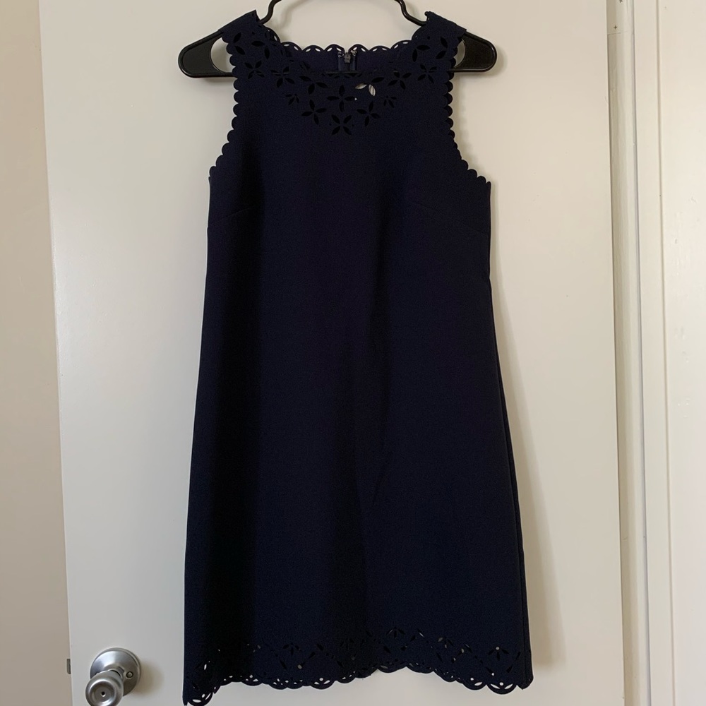 Navy J. Crew Scalloped Shift Dress Size 5
